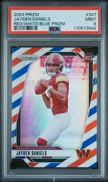 2024 Panini Prizm Jayden Daniels #347 (Red/White/Blue Prizm) Mint 9 front