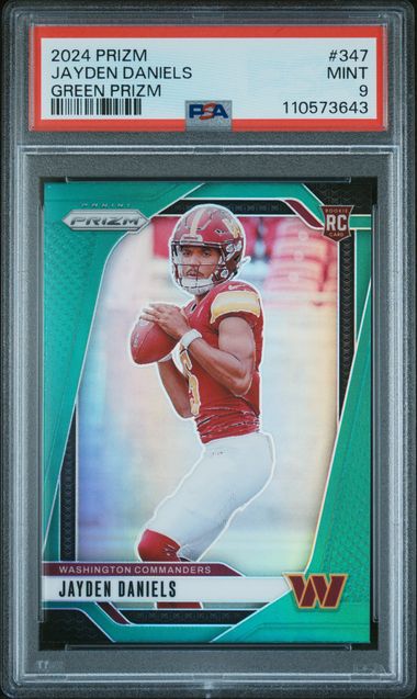 2024 Panini Prizm Jayden Daniels #347 (Green Prizm) Mint 9 front