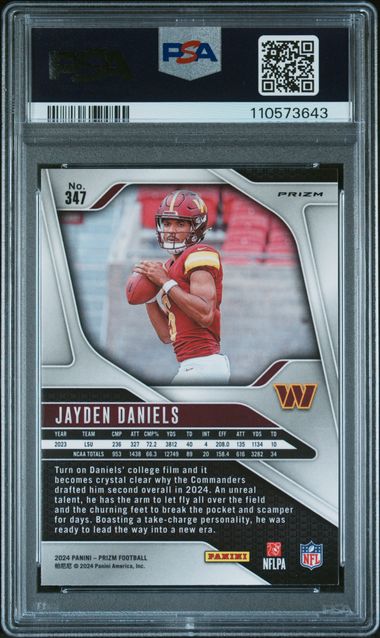 2024 Panini Prizm Jayden Daniels #347 (Green Prizm) Mint 9 back