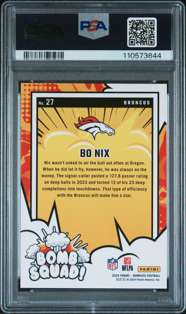 2024 Panini Donruss Bomb Squad Bo Nix #27 Mint 9 back