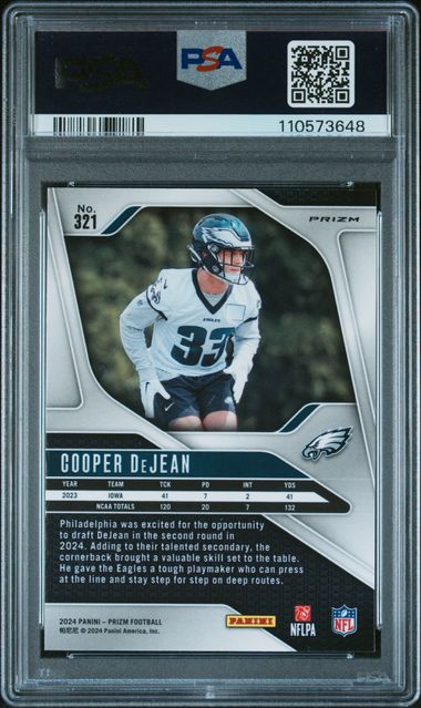 2024 Panini Prizm Cooper Dejean #321 (Red/White/Blue Prizm) Mint 9 back