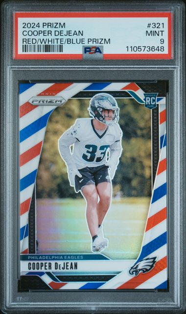2024 Panini Prizm Cooper Dejean #321 (Red/White/Blue Prizm) Mint 9 front