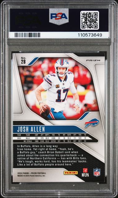 2024 Panini Prizm Josh Allen #28 (Red/White/Blue Prizm) Mint 9 back