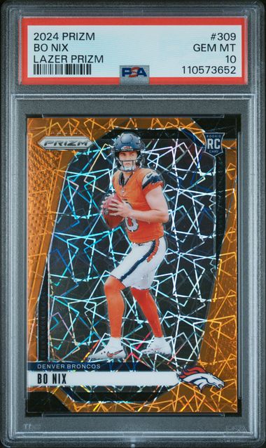 2024 Panini Prizm Bo Nix #309 (Lazer Prizm) Gem Mt 10 front