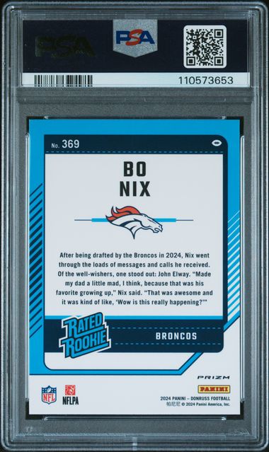 2024 Panini Donruss Bo Nix #369 (Optic Preview-Red Pandora) Mint 9 back