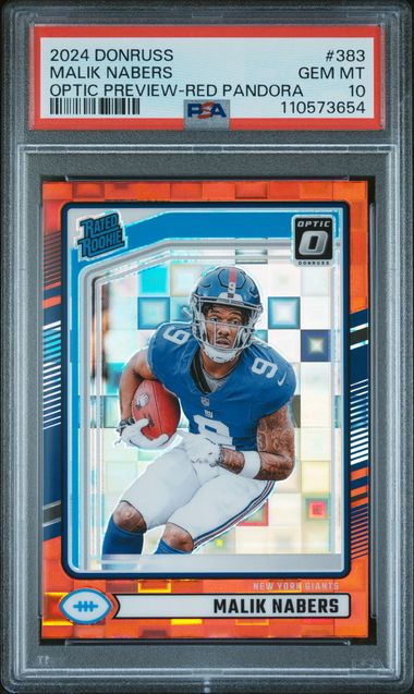 2024 Panini Donruss Malik Nabers #383 (Optic Preview-Red Pandora) Gem Mt 10 front
