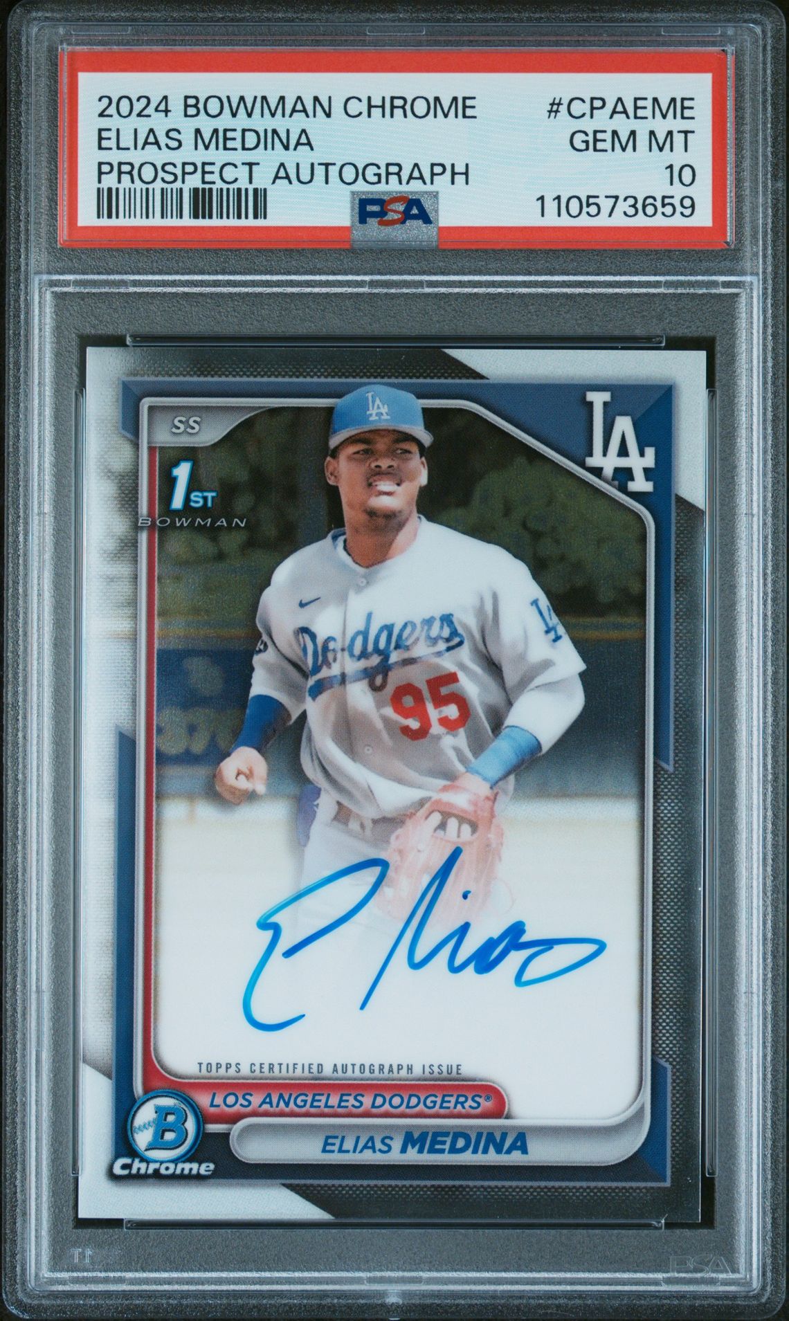 2024 Bowman Chrome Prospect Autographs Elias Medina #Cpaeme (Prospect Autograph) Gem Mt 10 front