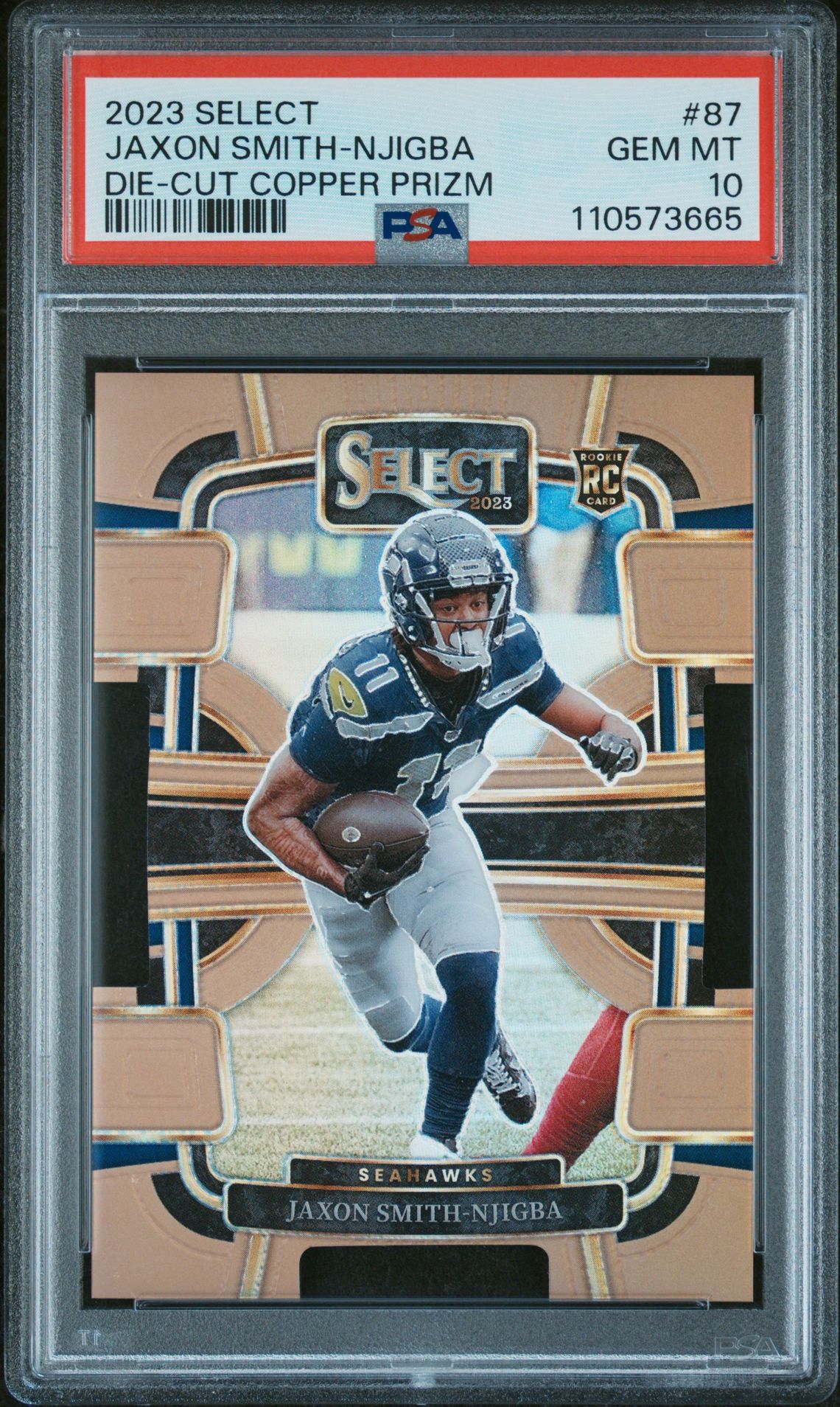 2023 Panini Select Jaxon Smith-Njigba #87 (Die-Cut Copper Prizm) Gem Mt 10 front
