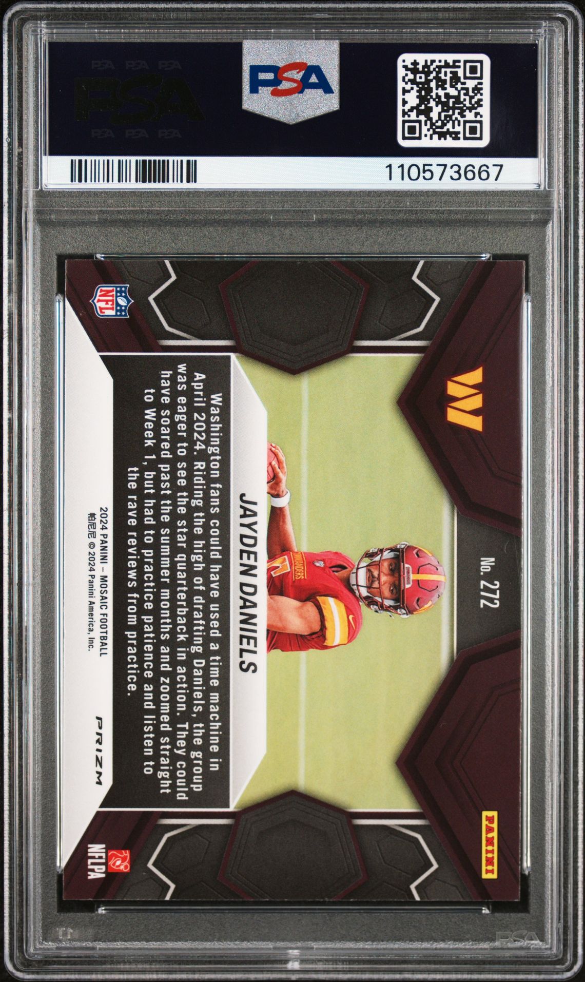 2024 Panini Mosaic Jayden Daniels #272 (Green) Gem Mt 10 back