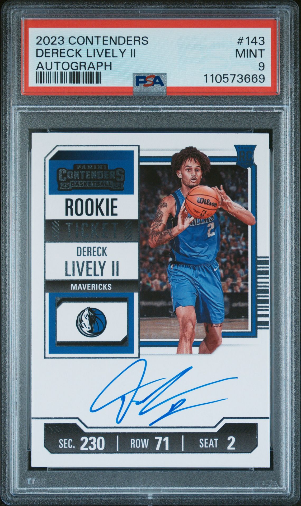 2023 Panini Contenders Dereck Lively Ii #143 (Autograph) Mint 9 front