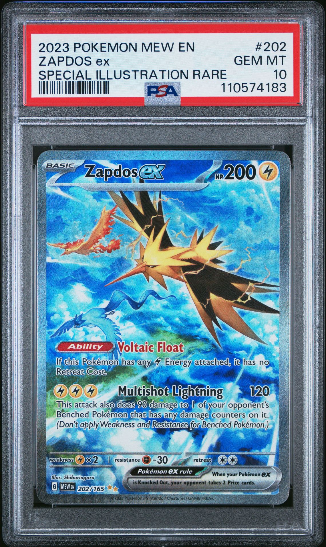 2023 Pokemon Mew En-151 Zapdos Ex #202 (Special Illustration Rare) Gem Mt 10 front