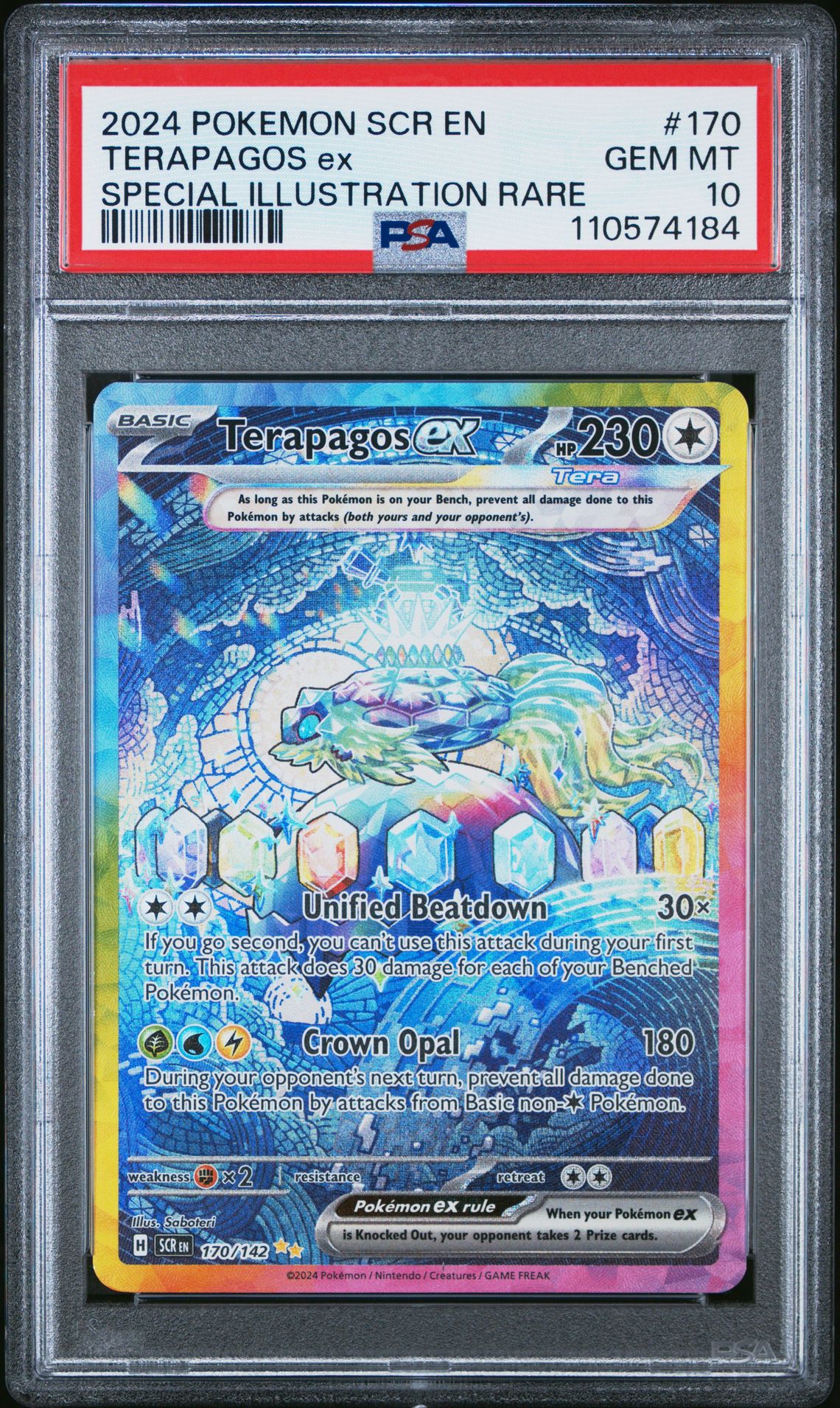 2024 Pokemon Scr En-Stellar Crown Terapagos Ex #170 (Special Illustration Rare) Gem Mt 10 front