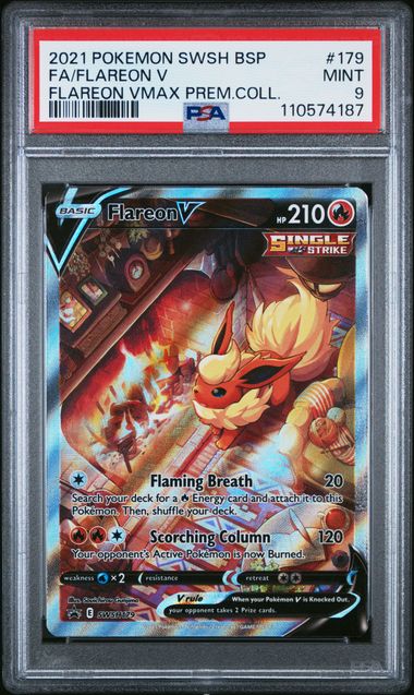 2021 Pokemon Swsh Black Star Promo Fa/Flareon V #179 (Flareon Vmax Prem.coll.) Mint 9 front