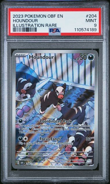 2023 Pokemon Obf En-Obsidian Flames Houndour #204 (Illustration Rare) Mint 9 front