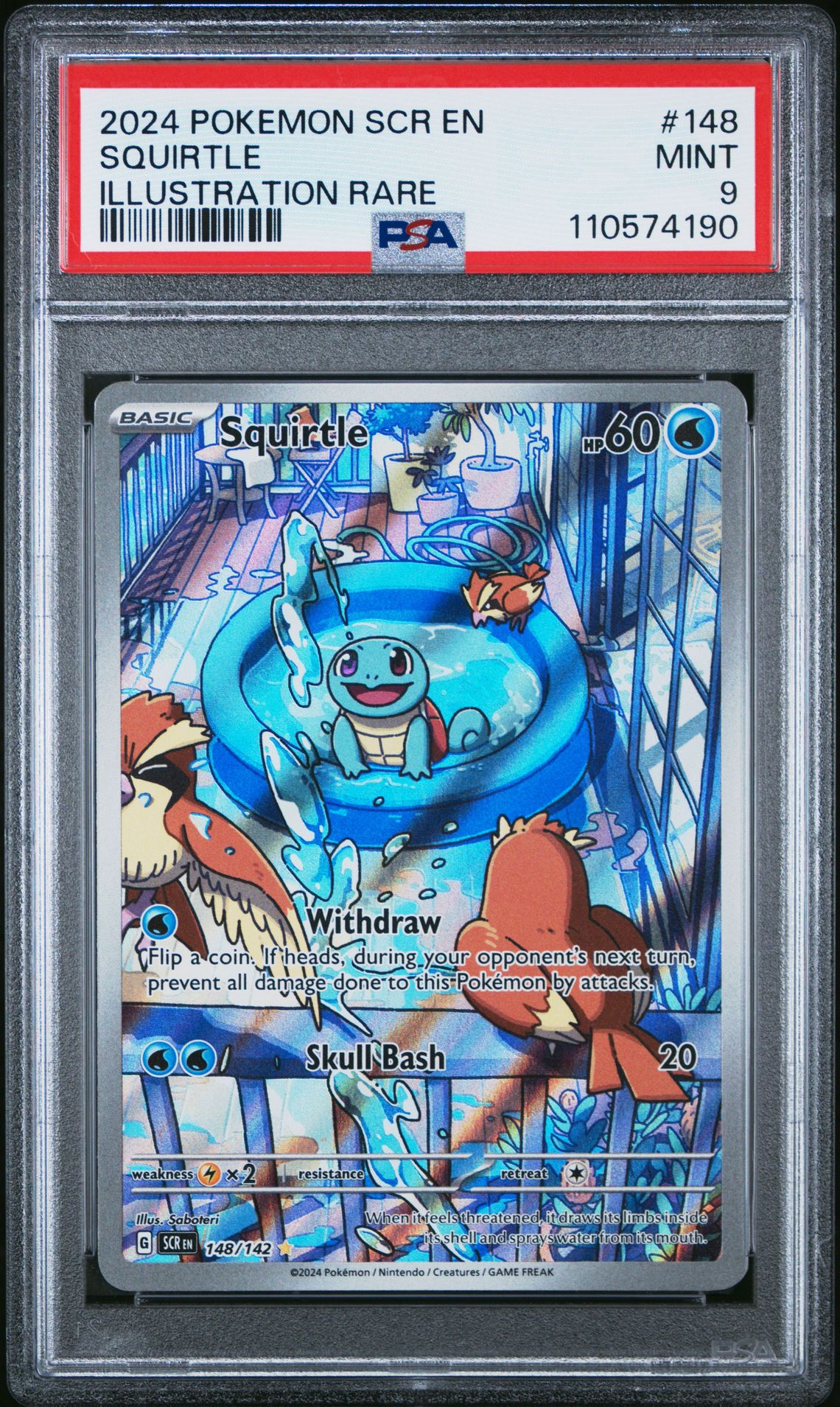 2024 Pokemon Scr En-Stellar Crown Squirtle #148 (Illustration Rare) Mint 9 front