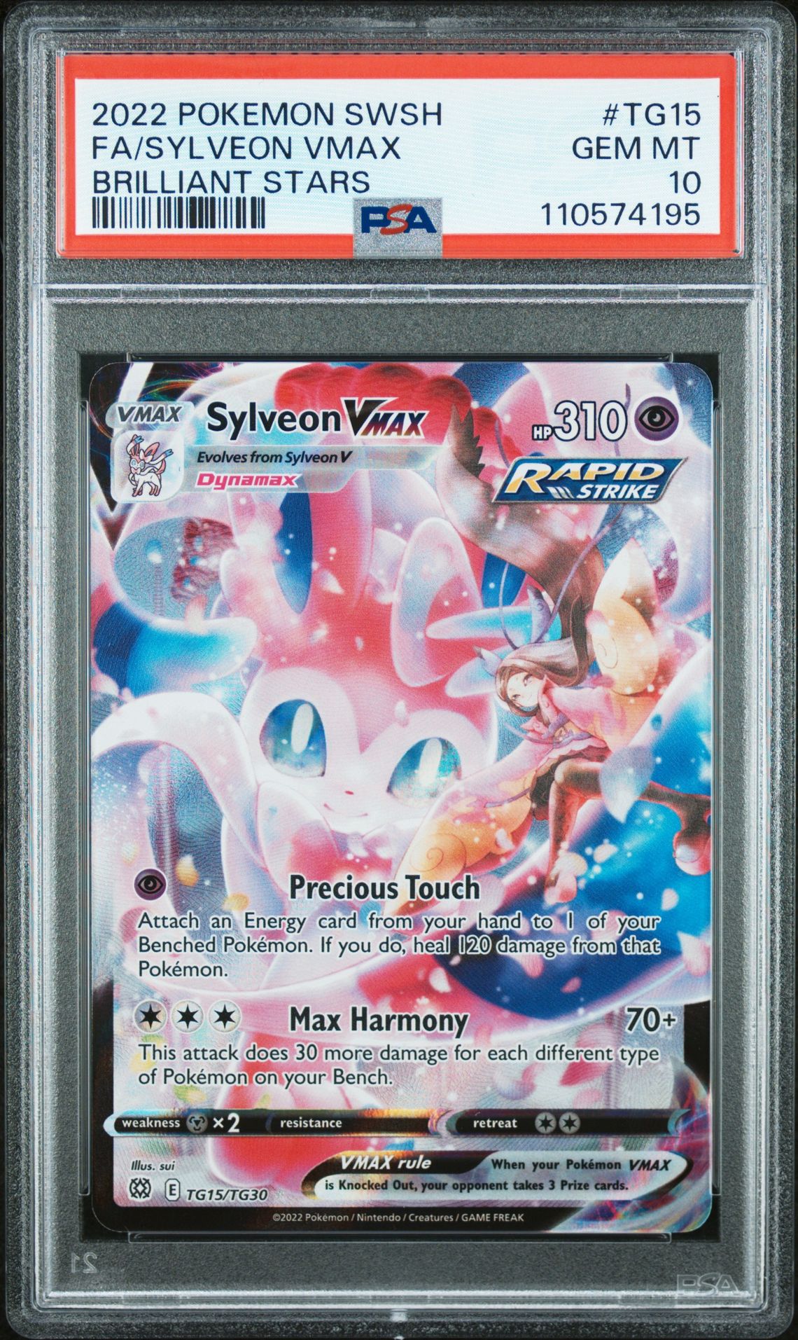 2022 Pokemon Sword & Shield Brilliant Stars Fa/Sylveon Vmax #Tg15 (Brilliant Stars) Gem Mt 10 front