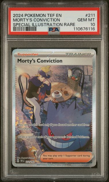 2024 POKEMON TEF EN-TEMPORAL FORCES #211 MORTY'S CONVICTION SPECIAL ILLUSTRATION RARE (PSA 10) -  (PSA)