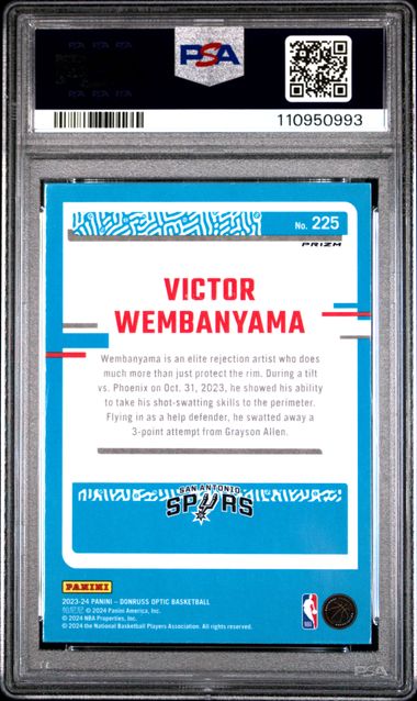 2023 Panini Donruss Optic Victor Wembanyama #225 (Hyper Pink) Gem Mt 10 back