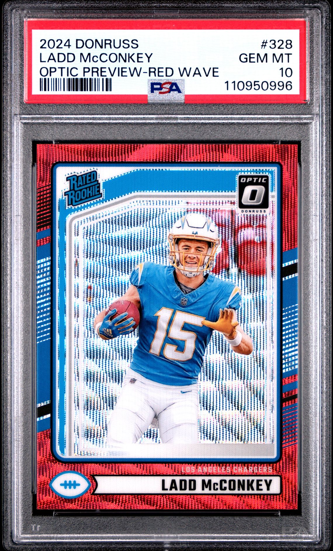 2024 Panini Donruss Ladd Mcconkey #328 (Optic Preview-Red Wave) Gem Mt 10 front