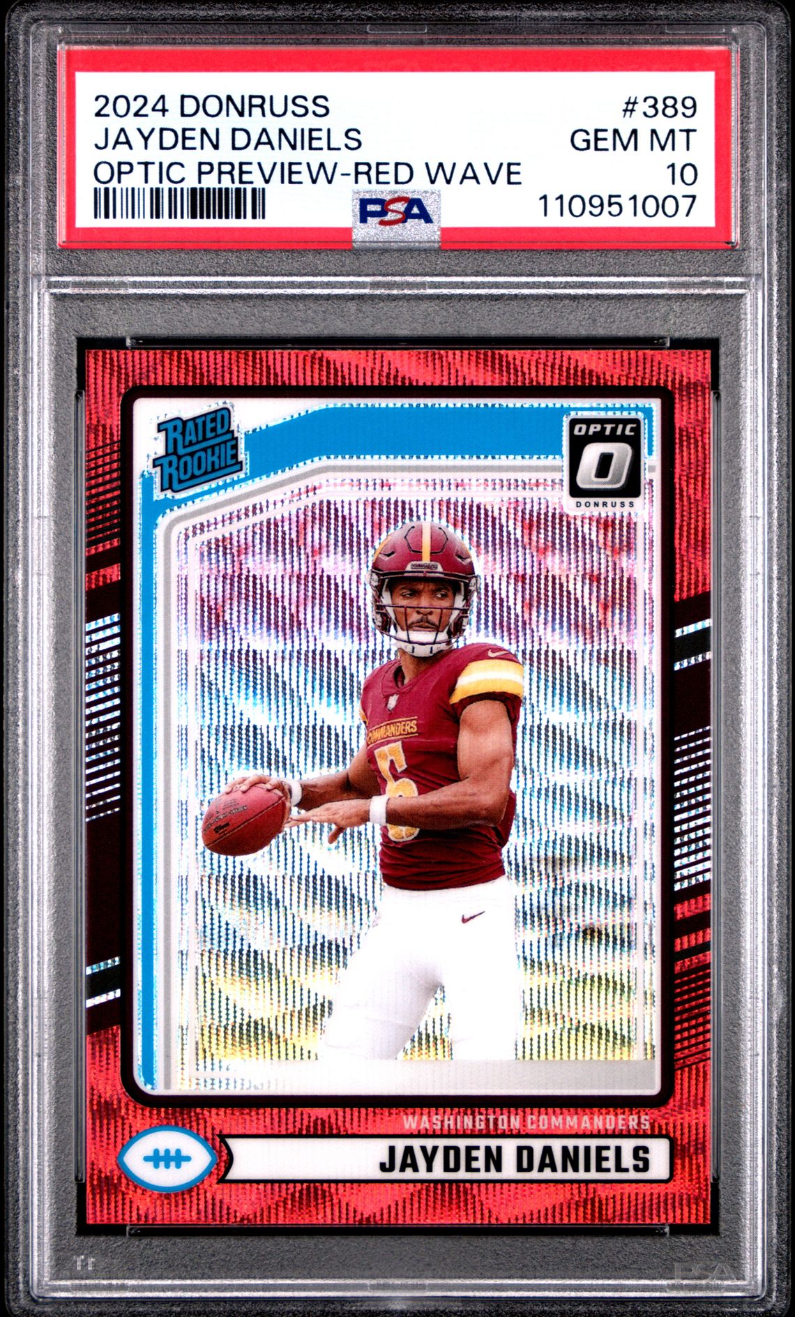 2024 Panini Donruss Jayden Daniels #389 (Optic Preview-Red Wave) Gem Mt 10 front