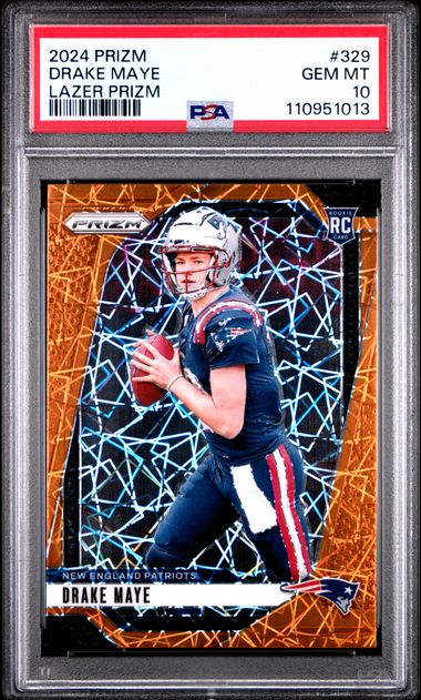 2024 Panini Prizm Drake Maye #329 (Lazer Prizm) Gem Mt 10 front