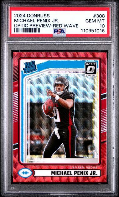 2024 Panini Donruss Michael Penix Jr. #308 (Optic Preview-Red Wave) Gem Mt 10 front