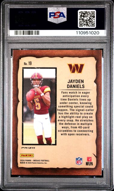 2024 Panini Mosaic Notoriety Jayden Daniels #19 (Notoriety-Green) Mint 9 back