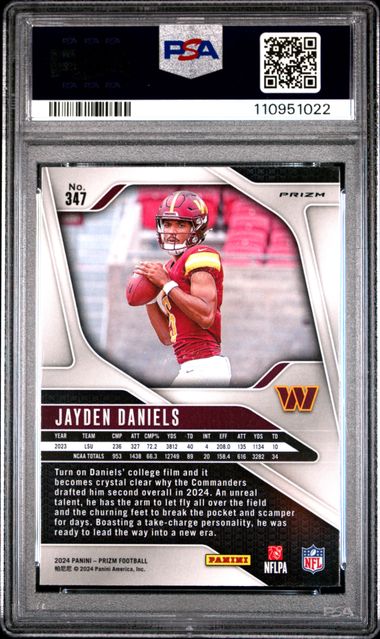2024 Panini Prizm Jayden Daniels #347 (Disco Prizm) Gem Mt 10 back