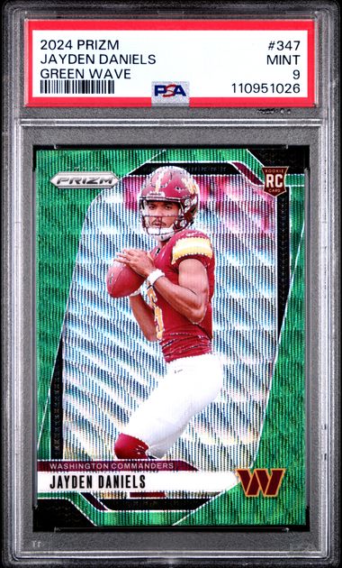 2024 Panini Prizm Jayden Daniels #347 (Green Wave) Mint 9 front