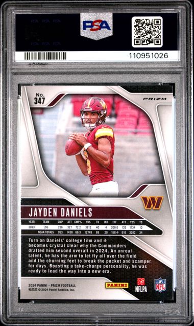 2024 Panini Prizm Jayden Daniels #347 (Green Wave) Mint 9 back
