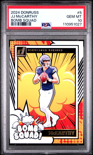 2024 Panini Donruss Bomb Squad Jj Mccarthy #5 Gem Mt 10 front