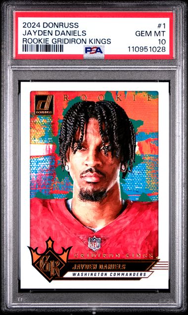 2024 Panini Donruss Rookie Gridiron Kings Jayden Daniels #1 Gem Mt 10 front