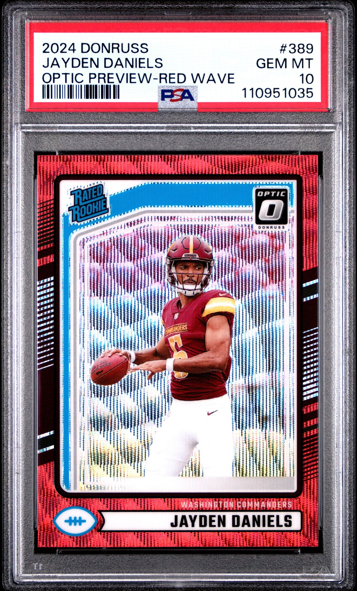2024 Panini Donruss Jayden Daniels #389 (Optic Preview-Red Wave) Gem Mt 10 front