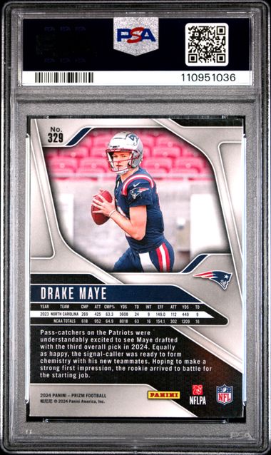 2024 Panini Prizm Drake Maye #329 Gem Mt 10 back