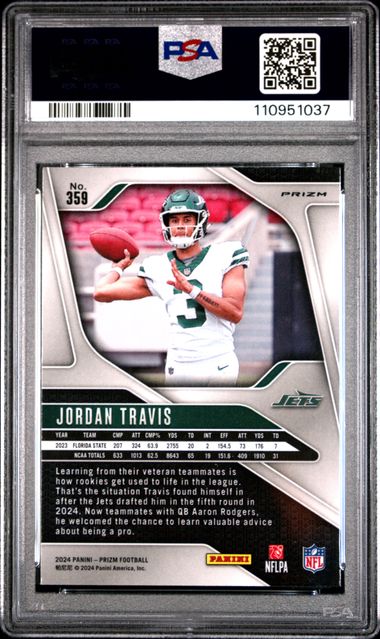 2024 Panini Prizm Jordan Travis #359 (Silver Prizm) Gem Mt 10 back