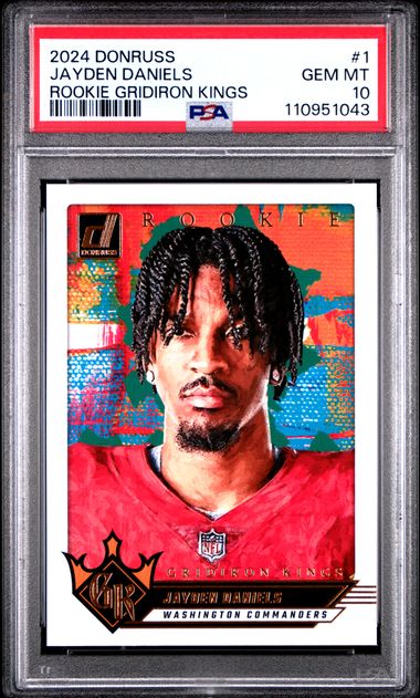 2024 Panini Donruss Rookie Gridiron Kings Jayden Daniels #1 Gem Mt 10 front