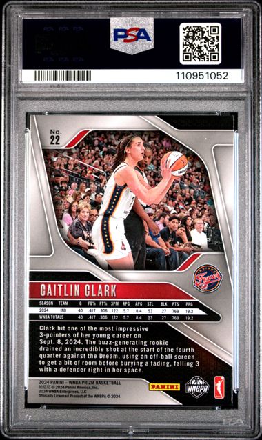 2024 Panini Prizm Wnba Caitlin Clark #22 Mint 9 back