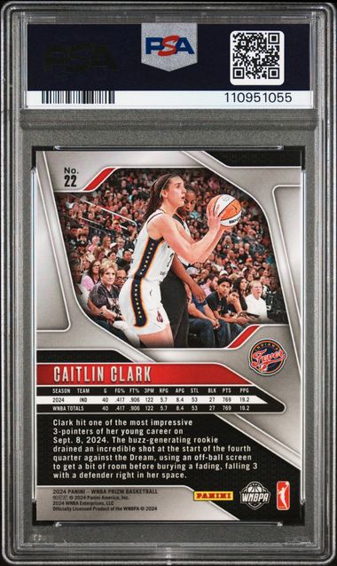 2024 Panini Prizm Wnba Caitlin Clark #22 Mint 9 back