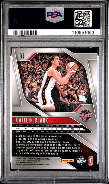 2024 Panini Prizm Wnba Caitlin Clark #22 Nm-Mt 8 back