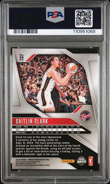 2024 Panini Prizm Wnba Caitlin Clark #22 Mint 9 back