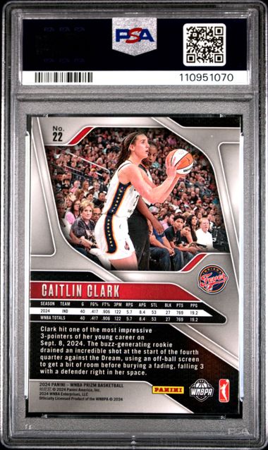 2024 Panini Prizm Wnba Caitlin Clark #22 Nm-Mt 8 back