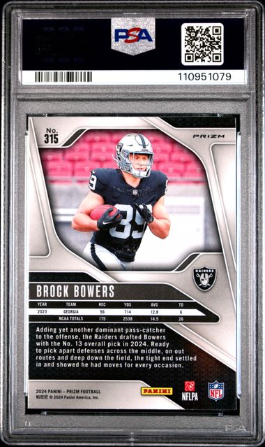 2024 Panini Prizm Brock Bowers #315 (Silver Prizm) Mint 9 back