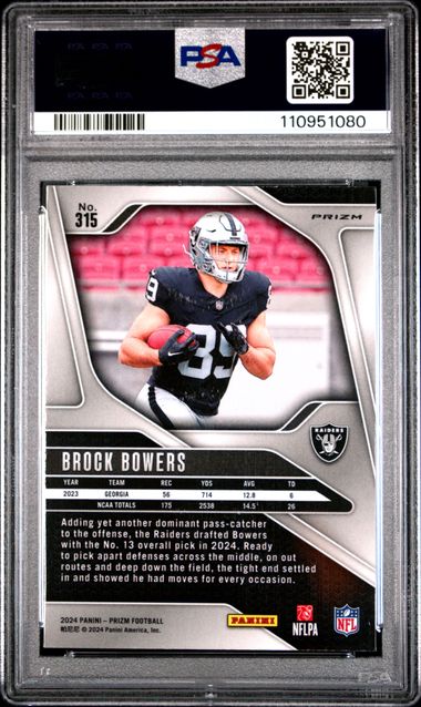 2024 Panini Prizm Brock Bowers #315 (Silver Prizm) Mint 9 back