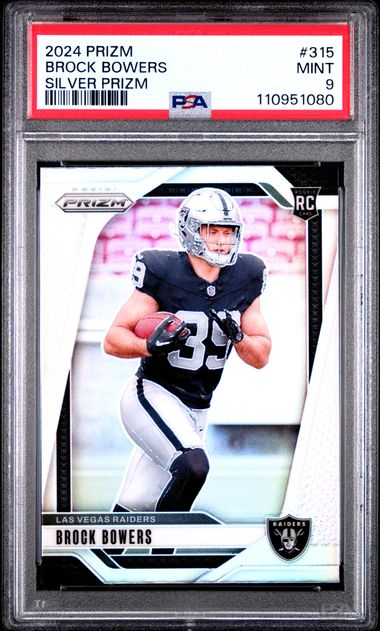 2024 Panini Prizm Brock Bowers #315 (Silver Prizm) Mint 9 front