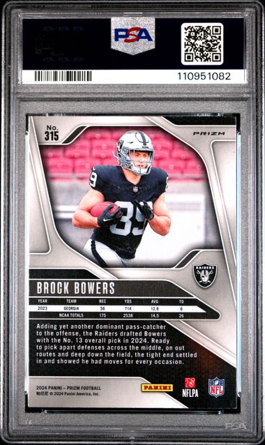 2024 Panini Prizm Brock Bowers #315 (Silver Prizm) Mint 9 back