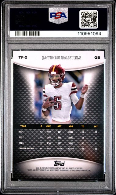 2024 Topps Finest Team Finest Jayden Daniels #Tf2 Gem Mt 10 back