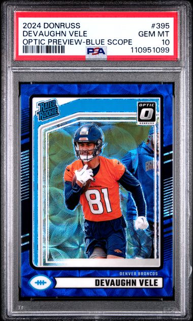 2024 Panini Donruss Devaughn Vele #395 (Optic Preview-Blue Scope) Gem Mt 10 front