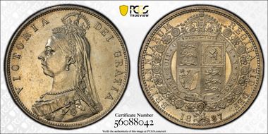 1887 1/2 Cr S-3924 Jubilee Head MS61