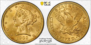 1902 $5 MS64