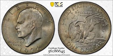 1972 $1 Type 1 AU58
